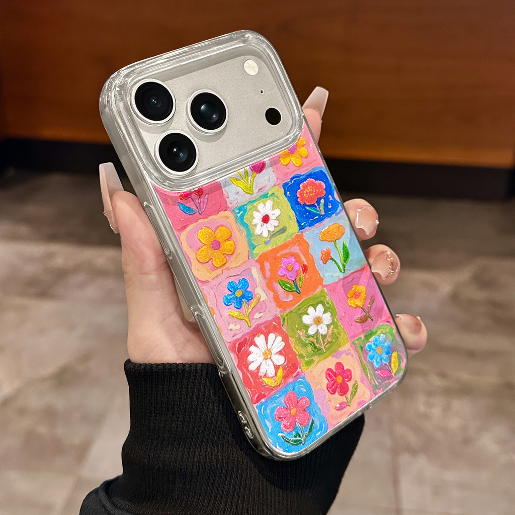 Ốp Điện Thoại Hoa Nổi Ba Chiều Thích Hợp Cho iPhone16promax Spring 14 Apple 17 Long Lanh 15 / 13 Bộ