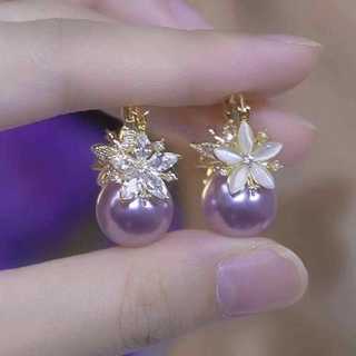 Nhẹ Sang Trọng Cao Cấp Zircon Hoa Ngọc Trai Bông Tai Nữ 2024 Phong Cách Mới Thời Trang Hai Mặt Bông Tai Sang Trọng Tất Cả Trận Đấu Bông Tai 2026-6-8