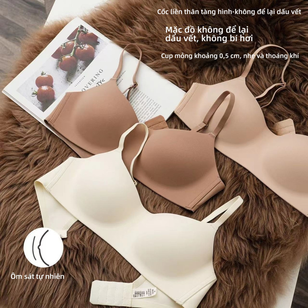 Áo ngực tích hợp chống đánh dấu, thiết kế cốc mỏng, thích hợp cho phụ nữ ngực nhỏ, mang lại hiệu quả cải thiện, ngăn ngừa chảy xệ, không có vòng thép, thoáng khí thoải mái.