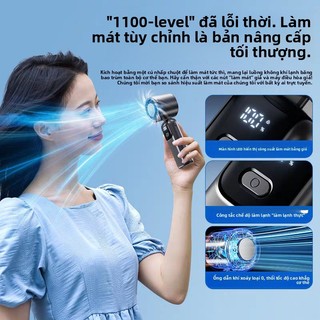 Quạt Cầm Tay Turbo 100 Tốc Độ, Điều Chỉnh Không Giới Hạn, Di Động Ngoài Trời, Treo Cổ, Nhỏ Gọn
