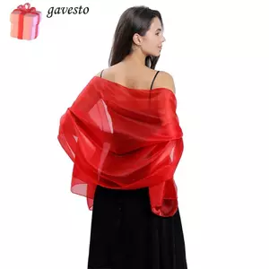 GAVESTO Váy dạ hội Khăn choàng, Khăn choàng phù dâu Satin, Khăn trùm đầu dài cô dâu màu trơn thời trang dành cho nữ