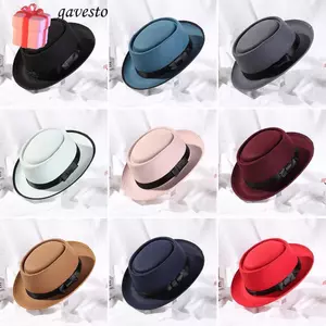GAVESTO Fedora Mũ Vintage Thu Đông Len Rộng Vành Đầm Khiêu Vũ Tiệc Sân Khấu Hiệu Suất Mũ Cao Bồi