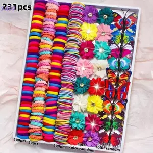 SAIA Girls Hair Bands, Bộ phụ kiện tóc hoa co giãn cao, Không làm tổn thương tóc nơ đầy màu sắc Dây buộc tóc bé gái Trẻ em