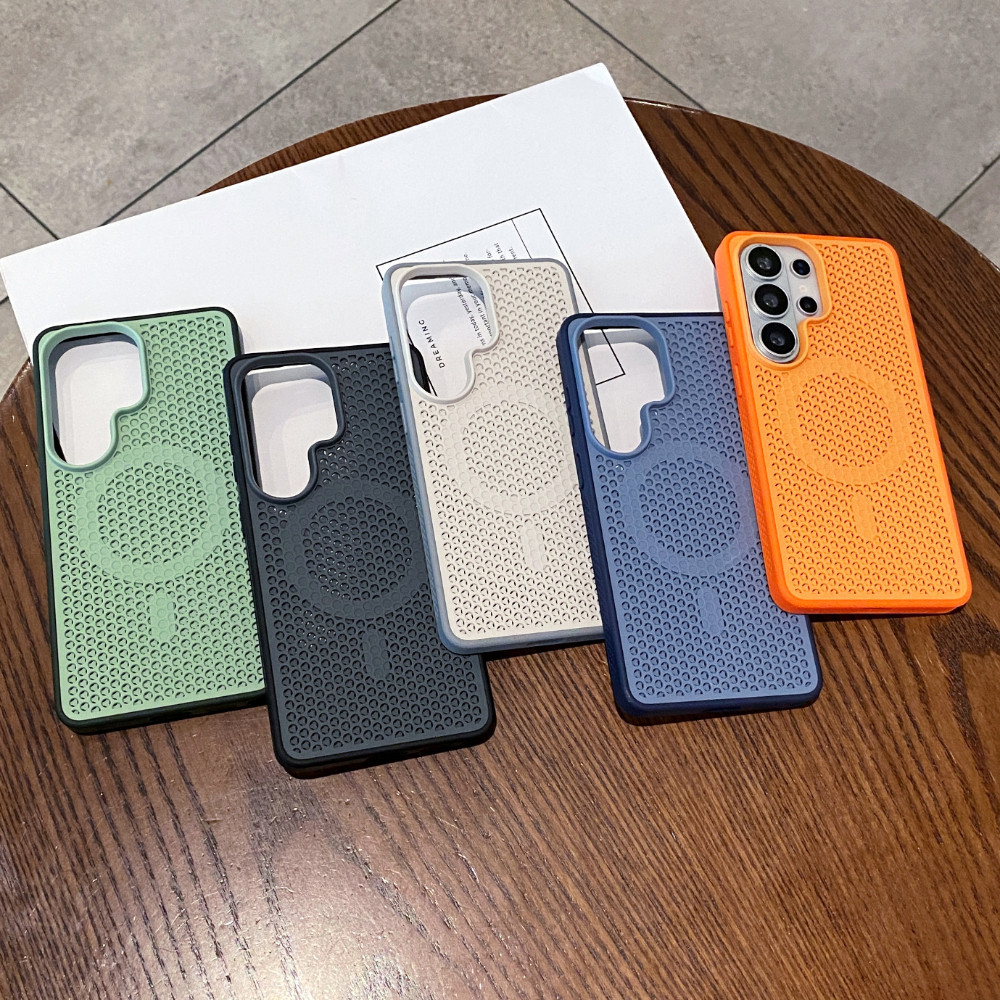 Ốp Điện Thoại Từ Tính Mùa Hè Có Lỗ Tản Nhiệt Cho Samsung Galaxy S26 S25 S24 S23 Ultra PC + TPU Hai Màu Chống Rơi Thời Trang Chất Lượng Cao Vỏ Đơn Giản