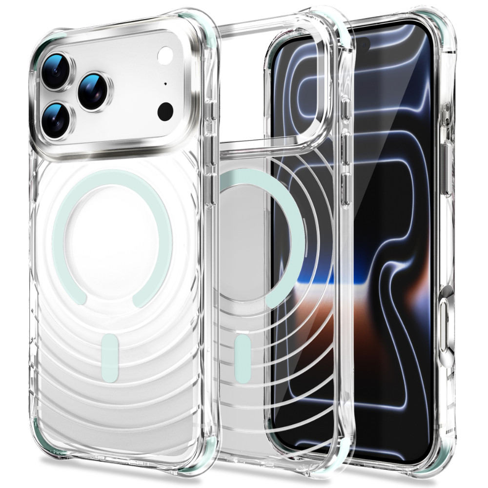Ốp Điện Thoại Từ Tính Trong Suốt Màu Kẹo Cho iPhone 17 16 15 14 13 12 Pro Max 17 Air 16 15 14 Plus Họa Tiết Sóng Bốn Mặt Chống Rơi Chống Rơi Thời Trang Cô Gái Vỏ Đơn Giản