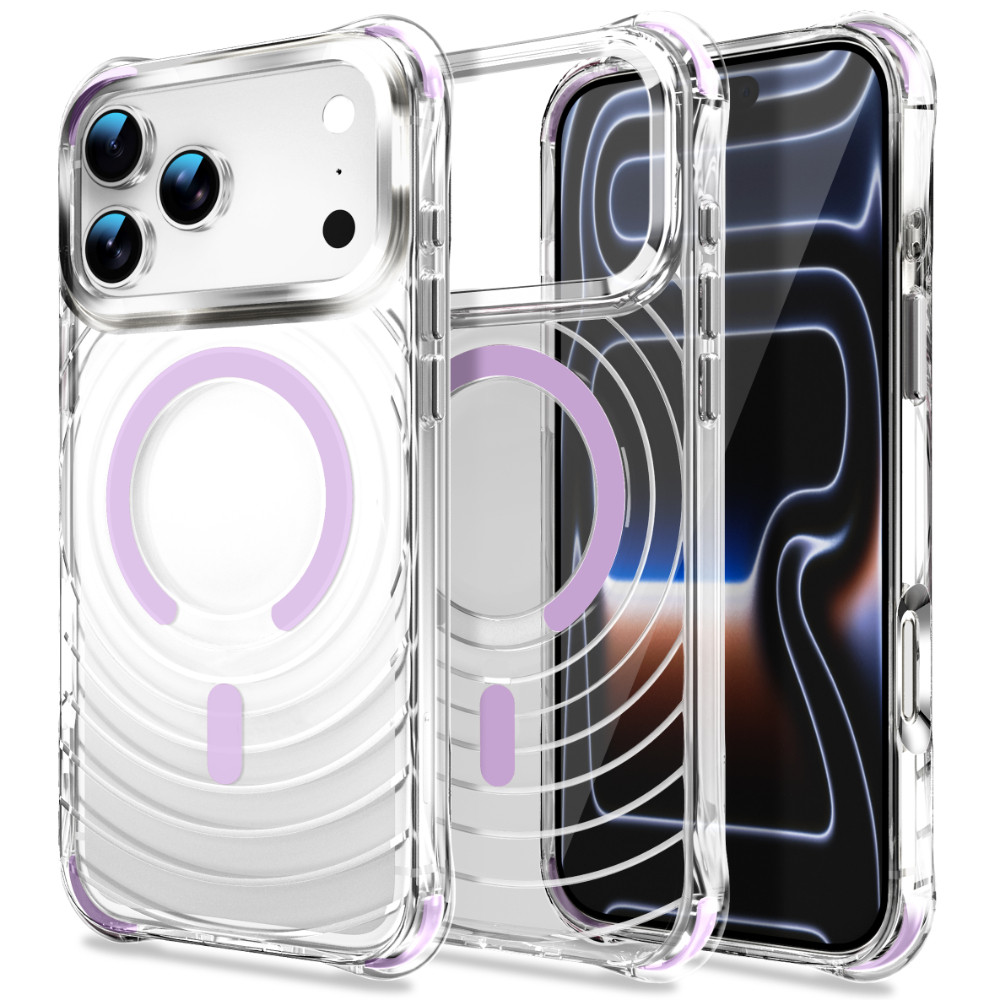 Họa Tiết Sóng Trong Suốt Từ Tính Ốp Lưng Điện Thoại iPhone 17 16 15 14 13 12 Pro Max 17 Air 16 15 14 Plus Màu Kẹo Bốn Mặt Chống Rơi Chống Rơi Thời Trang Cô Gái Vỏ Đơn Giản