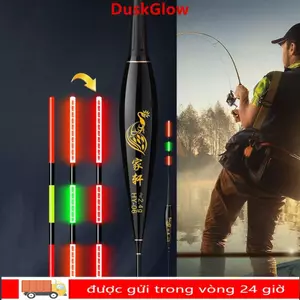 Phao ánh sáng DUSKGLOW, Phao câu cá điện tử đuôi dài 2 nhẹ, Phao phao chất lượng cao chống trượt trôi Ống chỉ báo phao câu cá đá Câu cá ban đêm