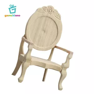Gamchiano Khắc Đơn Ghế 1 / 12 Di Động Mini Vintage Ghế Đeo Tay Cho Vườn Thu Nhỏ Màn Hình Cửa Sổ Làm Bánh Cảnh Đạo Cụ Chụp Ảnh