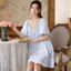 Phụ Nữ Chắc Chắn Trắng Váy Ngủ Bộ Đồ Ngủ Nữ Vintage Retro Cotton Đồ Ngủ Váy Ngủ