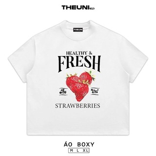 {HOẢ TỐC} Áo Thun Trắng Boxy Mùa Hè Trái Cây Nhiệt Đới 2 100% Cotton 250gsm Năng Động Trẻ Trung [BST HÈ 2025]