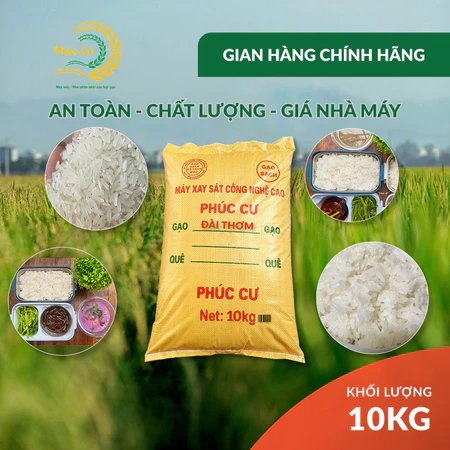 Gạo Phúc Cư | 10KG Gạo Quê Đài Thơm Vụ Mới Xát Mộc (LOẠI NGON) Hạt Dài Cơm Mềm Thơm Ngon