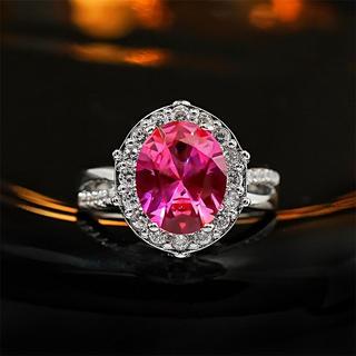 Châu Âu Mỹ ins Phong Cách Mới Xanh Cột Sống Đỏ Corundum Zircon Mở Nhẫn Nữ