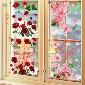 Nhãn dán cửa sổ hoạt hình ngày lễ tình nhân - Bóng bay hoa tình yêu tĩnh điện Động vật để trang trí nội thất