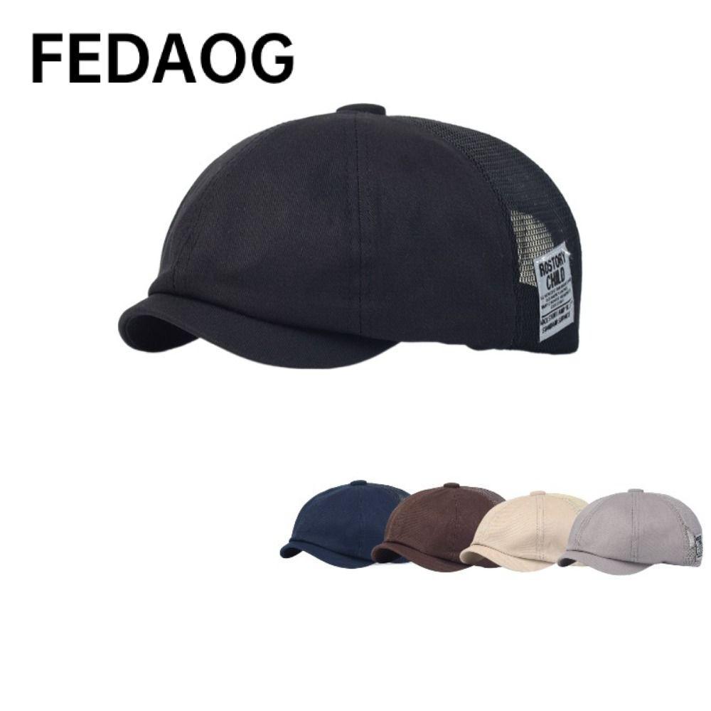 Mũ lưỡi trai hình bát giác FEDAOG, Mũ nồi chống nắng thoáng khí, Mũ bóng chày ngắn lưới Cotton cổ điển dành cho nam