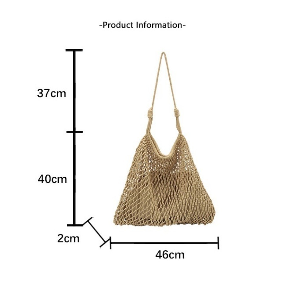Túi Tote Dệt HOBBYIN, Túi Đeo Vai Lưới Rỗng Thoáng Khí, Túi Câu Cá Cotton Dung Tích Lớn Bohemian Mùa Hè