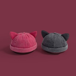 Mũ trùm đầu tai mèo NOOKSTORY, Mũ không vành cũ giặt thoáng khí, Mũ beanie màu trơn Unisex có thể điều chỉnh dễ thương Mũ beanie nam giới