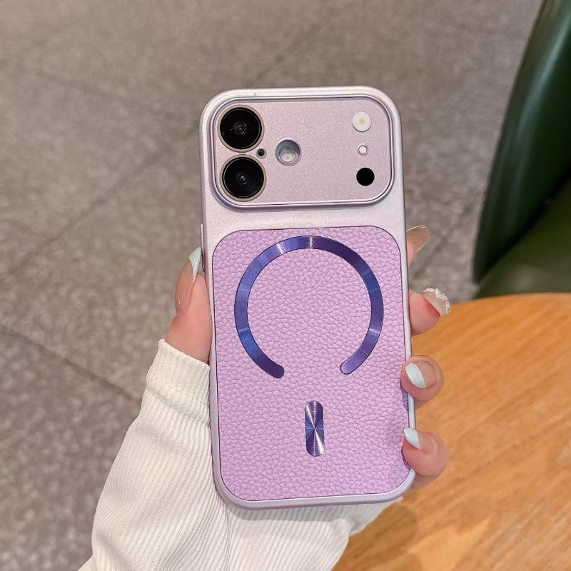 Ốp điện thoại cứng hình vải lanh sang trọng C từ tính tức thì 17 thích hợp cho iPhone 17 16 15 14 13 12 11 Pro Max Plus Ốp lưng