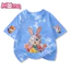 Zootopia Thêu In Unisex Mùa Hè Thắt Lưng-Dye Áo Thun Cổ Tròn Tay Ngắn Cho Bé Trai Và Bé Gái