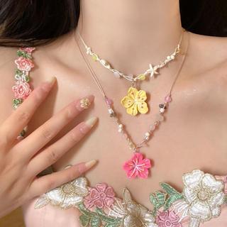 Đầy Màu Sắc Dệt Hoa Mặt Dây Chuyền Hạt Vòng Cổ Phong Cách Kỳ Nghỉ Vòng Cổ Thời Trang Cho Nữ