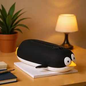 Sáng Tạo Đơn Giản Màu Sắc Tương Phản Chim Cánh Cụt Silicon Túi Bảo Quản Dung Tích Lớn Ký Túc Xá Văn Phòng Phẩm Túi Bảo Quản Di Động Du Lịch Hộp Đựng Bút Chì 0527