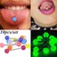 AqToCna 10 Cái / bộ Bóng Dạ Quang Barbell Stud Lưỡi Nhẫn Thanh Cơ Thể Xuyên Trang Sức AqToCna
