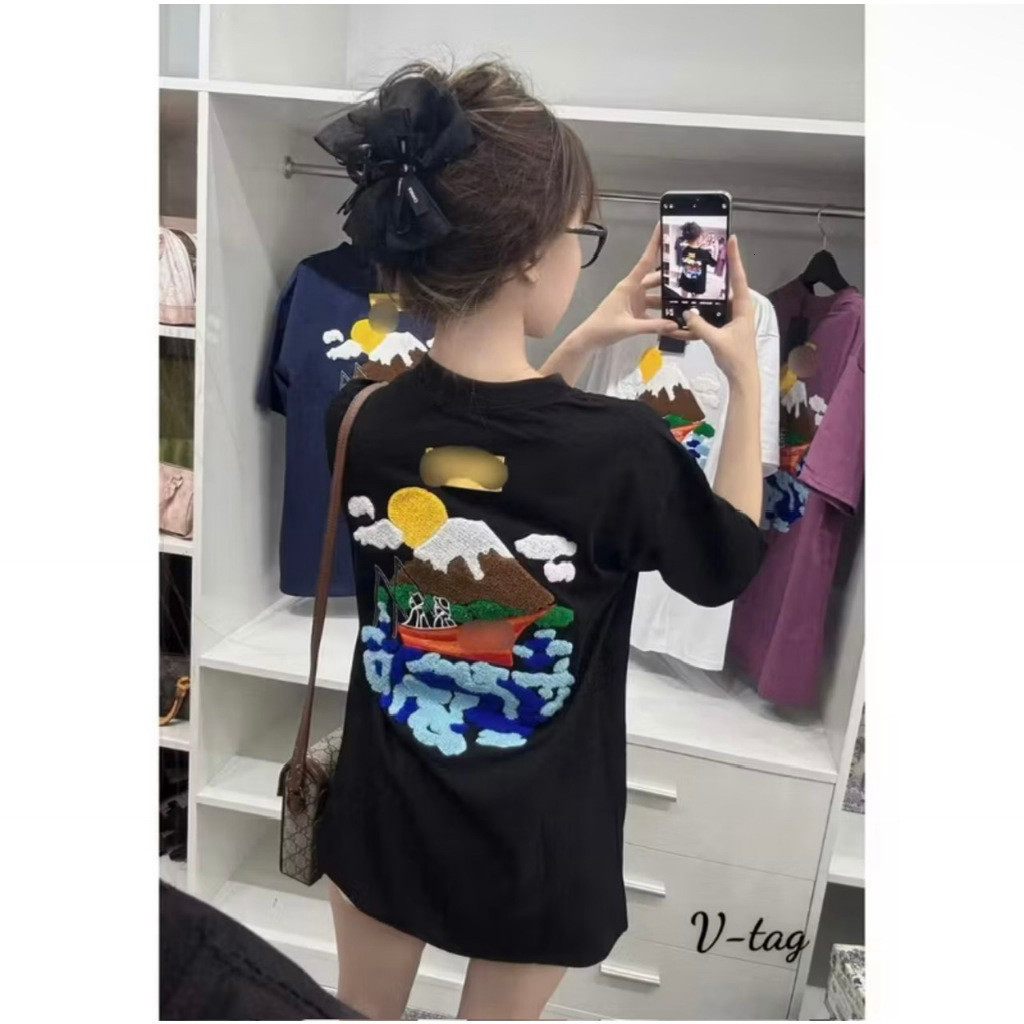 （Giao hàng 24h）Angela Áo phông Angela trắng basic chữ xanh unisex form rộng đẹp hot trend