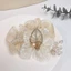Dây buộc tóc hoa PYCOU, Dây buộc tóc hoa ngọc trai giả Organza, Dây cao su co giãn ren lớn thanh lịch Phụ kiện tóc