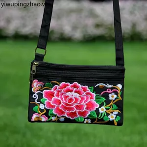 Túi Nữ Mới Thêu Hai Lớp Túi Phong Cách Dân Tộc Thêu Nữ Một Vai Mes