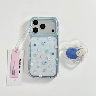 Thích hợp cho iPhone17promax16 Vỏ điện thoại 15 Vỏ kẻ sọc màu trong suốt bóng việt quất Tây Cao nguyên khung