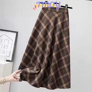 TMOY Thời Trang Kẻ Sọc Retro Co Giãn Eo Rời Cao Cấp Váy Dài Cho Nữ TMOY