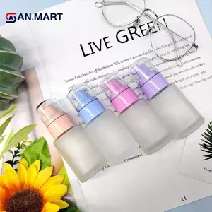 AN.MART 30ml Chai Bơm Thủy Tinh Mờ Chất Lỏng Nền Dán Dụng Cụ Bơm Rỗng Chai Du Lịch Thiết Yếu Bóp Chai Di Động Trang Điểm VN