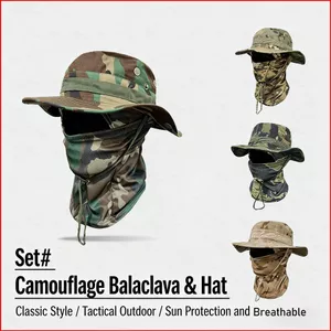 ST2 Đi Bộ Đường Dài Ngoài Trời Cắm Trại Câu Cá Nón Dây Rút Chống Gió Boon Mũ Ngụy Trang Balaclava Bộ TS2