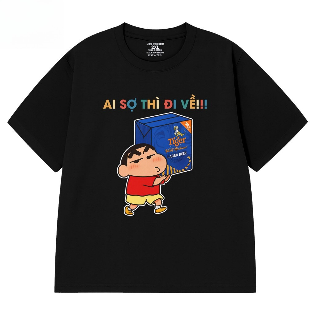 （Giao hàng 24h）Angela Áo Thun Ăn Nhậu Ai Sợ Khiêng Về Câu Nói Hài Hước Form Rộng Oversize cho Nam Nữ 100% Cotton 220gsm