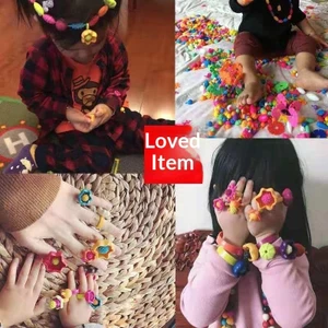 Bộ dụng cụ thủ công đính cườm DIY dành cho trẻ em - Hạt Pop sáng tạo để làm vòng cổ, vòng tay & băng đô
