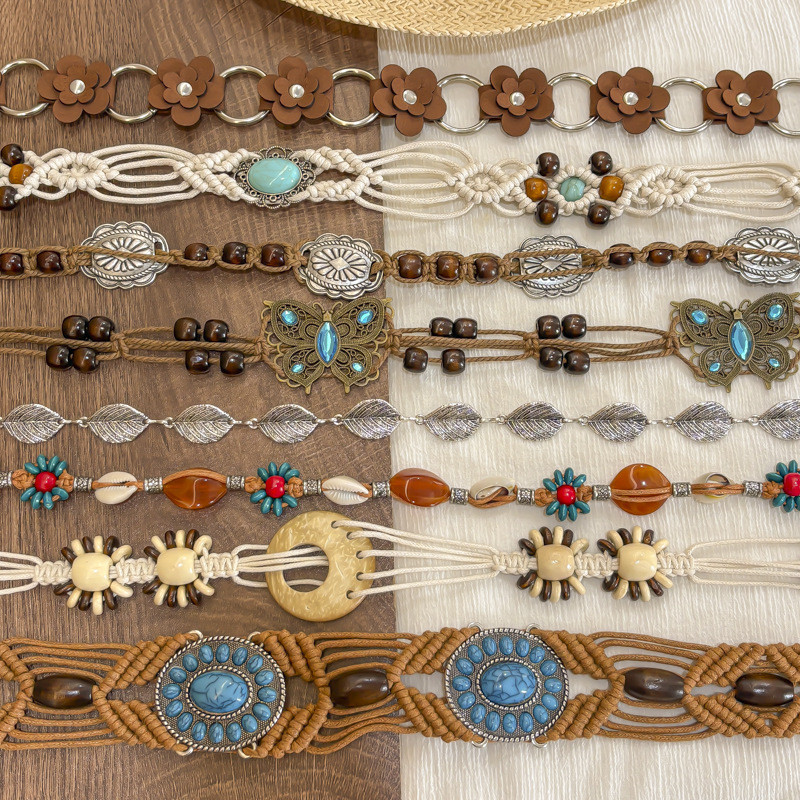 2026 Phong Cách Mới Phong Cách Dân Tộc Phù Hợp Với Dây Thắt Lưng Trang Trí Nữ Bohemian Tay Dệt Thắt Lưng