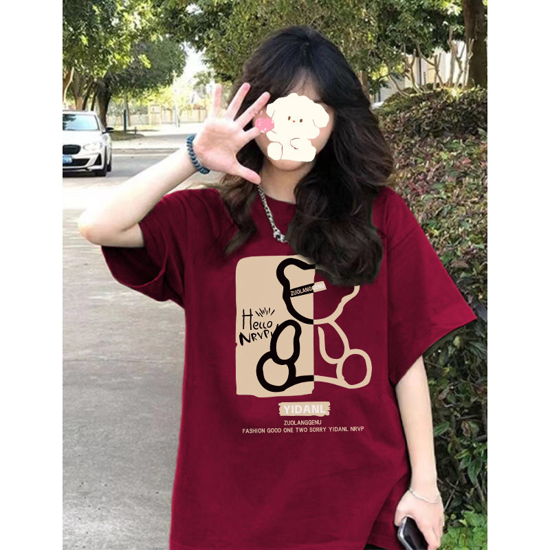 （Giao hàng 24h）Angela 100% Cotton Tay Ngắn Oversize Unisex Áo Thun Plus Size Người Phụ Nữ Tee Baggy Hoạt Hình Áo