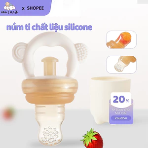 iiko Túi Nhai Trái Cây Cho Bé Có Nắp Đậy Vệ Sinh Silicone Mềm Mại