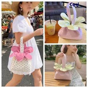 Túi dây rút hoa CQCJ, Túi xô hoa đóng dây rút nhẹ, Ví Mini Polyester di động mua sắm