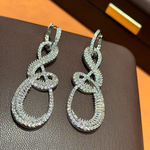 Bông tai Zircon dài khí chất tinh tế sang trọng phong cách mới Hàn Quốc