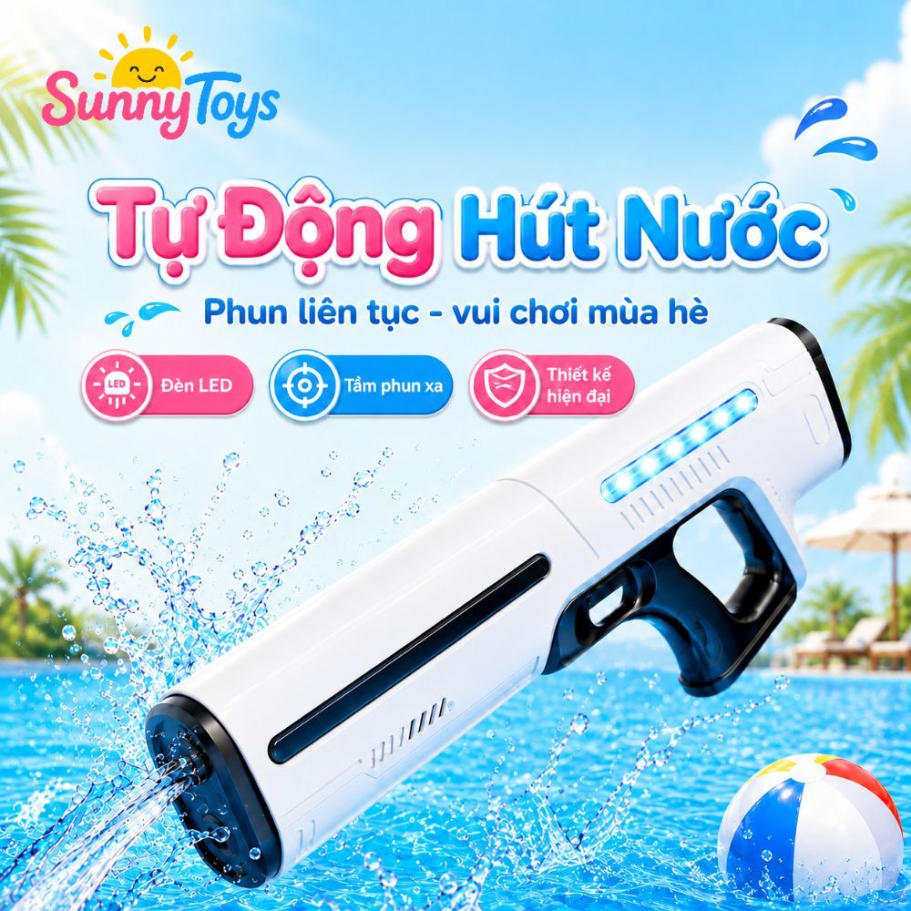 Đồ Chơi Phun Nước Tự Động SunnyToys - Tự Hút Nước, Có Đèn LED Cho Bé Vui Chơi Ngoài Trời