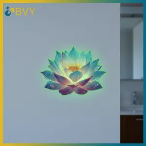 BVY Glow-In-The-Dark Lotus Toilet Stiers PVC Tự dính Có thể tháo rời Tường Stier Hiệu ứng phát sáng Xe Stier Trang trí nội thất.