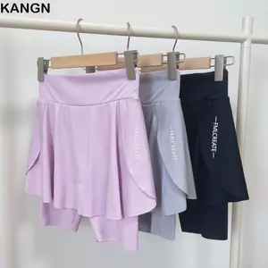 KANGN Yoga Skorts, Quần váy giả hai mảnh lưng cao co giãn khô nhanh, chống lộ tích hợp trong túi Quần short chạy bộ thể thao Thể thao mùa hè