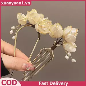 XUAN Thanh Lịch Vintage Hợp Kim Kẹp Tóc Thiết Kế Mộc Lan Phụ Kiện Tóc Kiểu Tóc Tăng Cường Trang Trí Mũ Lược Tóc VN