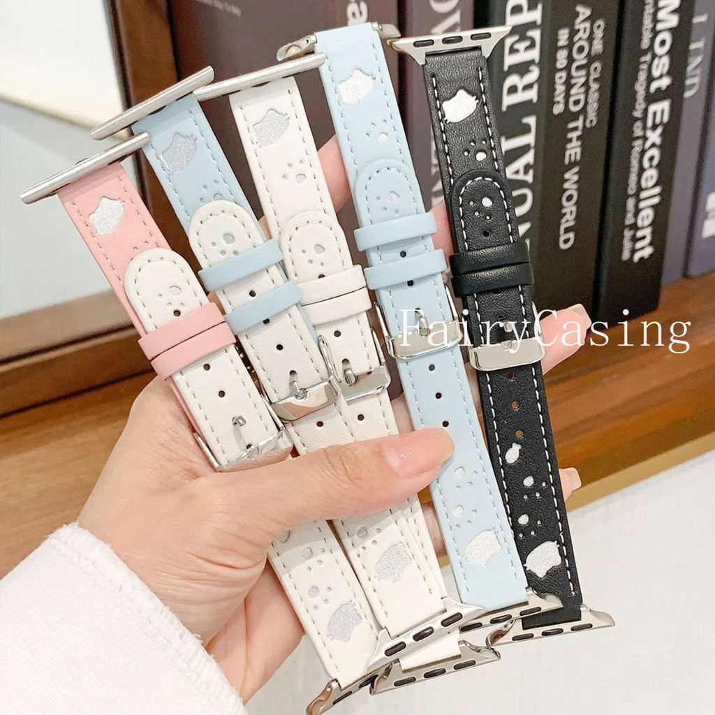 Dây đeo da mèo con rỗng cho Apple Watch S11 10 46mm 38 40 41 42 44 45 49mm Vòng tay cho cổ tay iwatch 9 87SE65