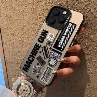 Ốp lưng phong cách công nghiệp MACHINE GUN nền nâu, chống sốc ngầu hot nam nữ Cấp iPhone 17/16/15/14/13/12/11/X/XS Max