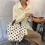 Túi mua sắm nữ sang trọng Springevenstar bằng vải Canvas Họa tiết chấm bi độc đáo Lựa chọn lớn và nhỏ Springevenstar