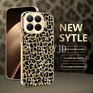 Ốp YJD Cho Xiaomi 17T Pro Da Báo In Mặt Sau PC Mạ Điện Khung TPU Chống Rơi Vỏ Điện Thoại