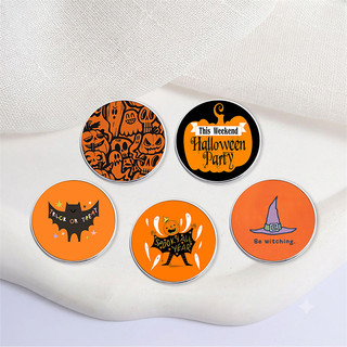 Quà Tặng Halloween Hoạt Hình Dễ Thương Dơi Bí Ngô Thiết Kế Huy Hiệu Kim Loại Vui Nhộn ‘ Trick or Treat ’ Màu Cam UV Trâm Phụ Kiện Ba Lô Theo Chủ Đề Halloween