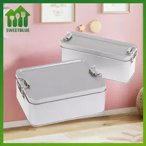 SWEET Bule Hộp thiếc hình chữ nhật Hộp thiếc có nắp Hộp lưu trữ kim loại Hộp đựng bánh Hộp đựng kẹo Bule n