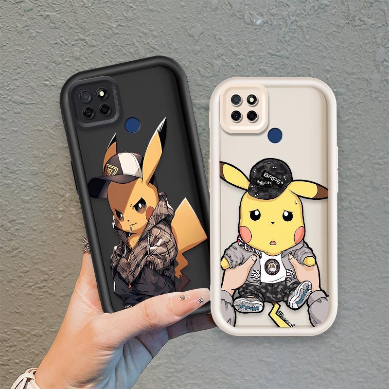 Áp dụng cho Realme C12 C25 C25S C21Y C25Y C15 Narzo 30A Narzo 20 Vỏ điện thoại mềm silicon hoạt hình TPU Pokémon Pikachu Angel Eye Ốp lưng chống sốc